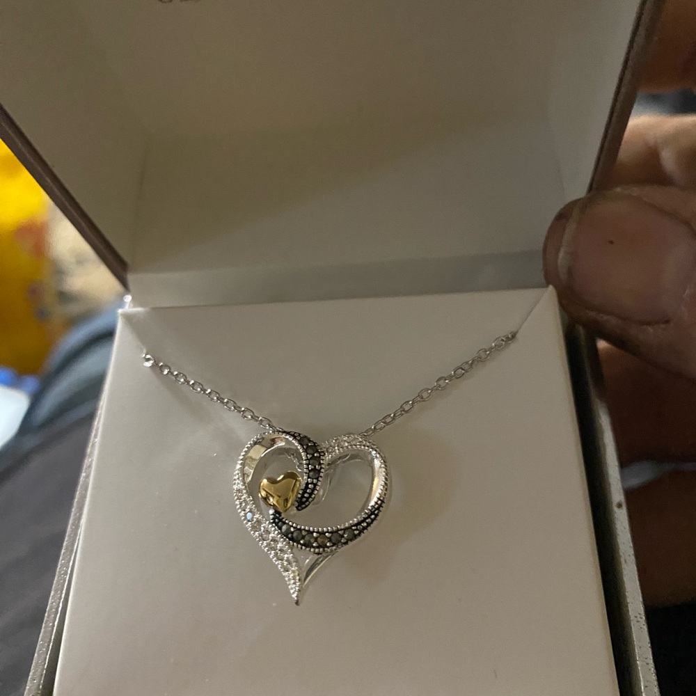 Kohl's Silver and Gold Heart Pendant Necklace